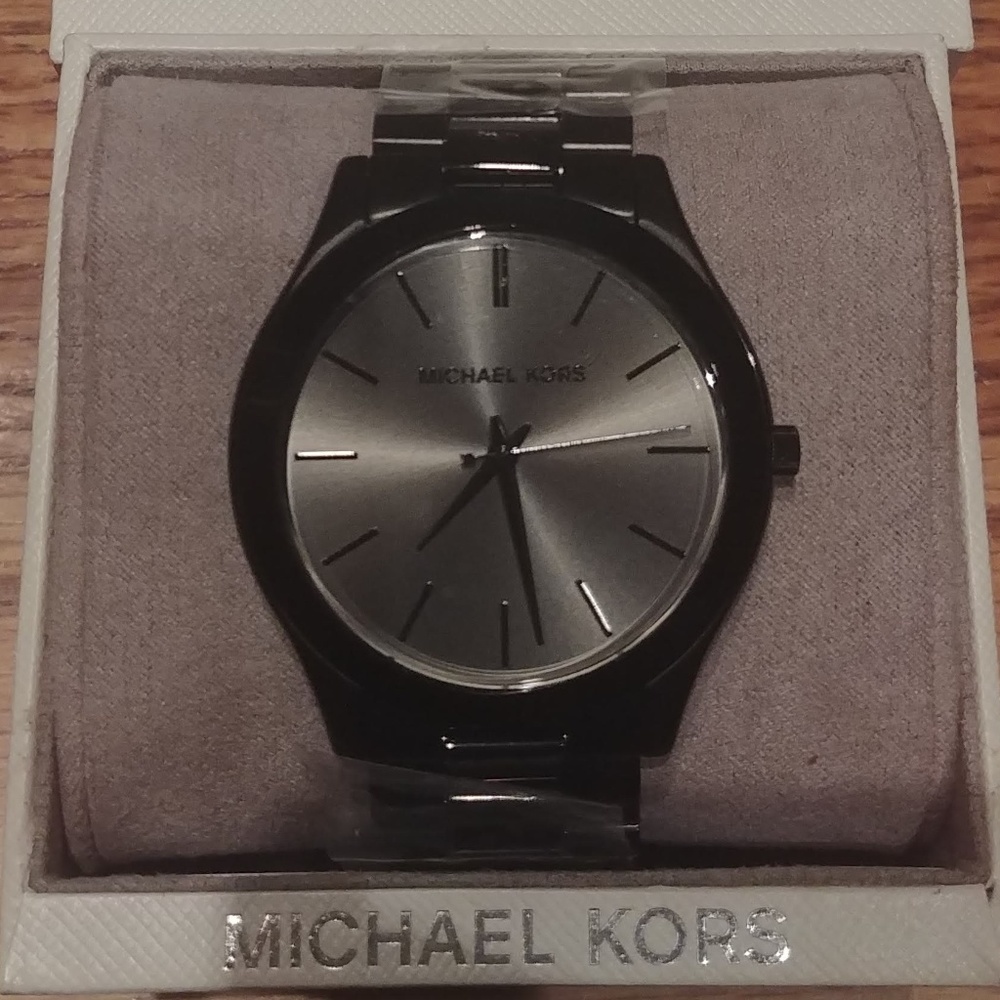 Michael Kors **NWT** Slim Runway Black Ion-Plated